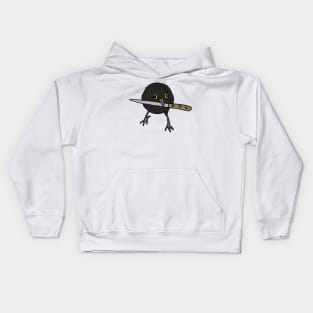 Cute crow with knife Kids Hoodie